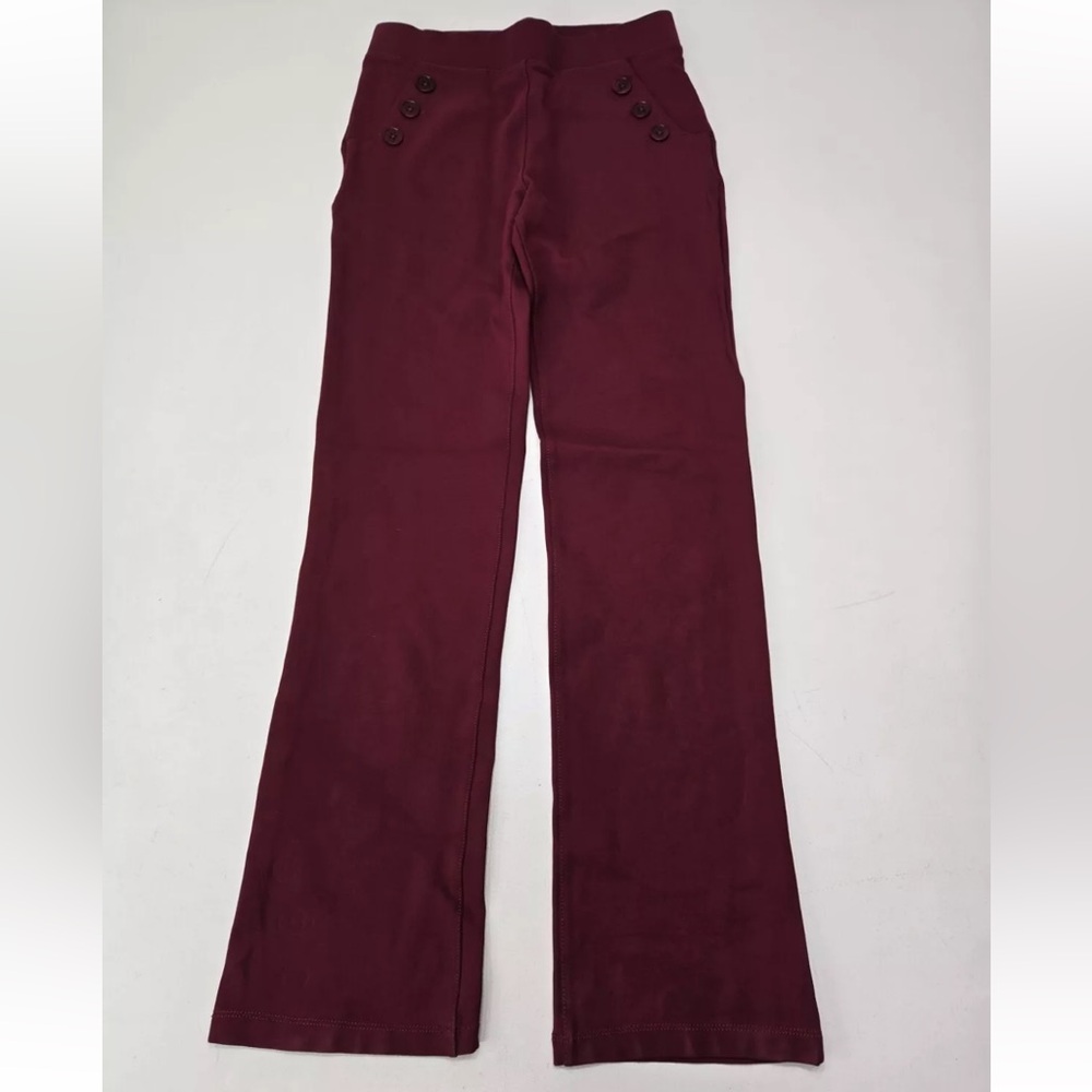 Betabrand Straight Leg Six-Button Dress Pant Yoga Pants Maroon Size S Womens